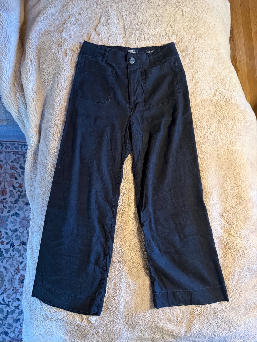 Maeve Women's Size 29 Black Linen Blend The Colette Wide Leg Stretch Pants